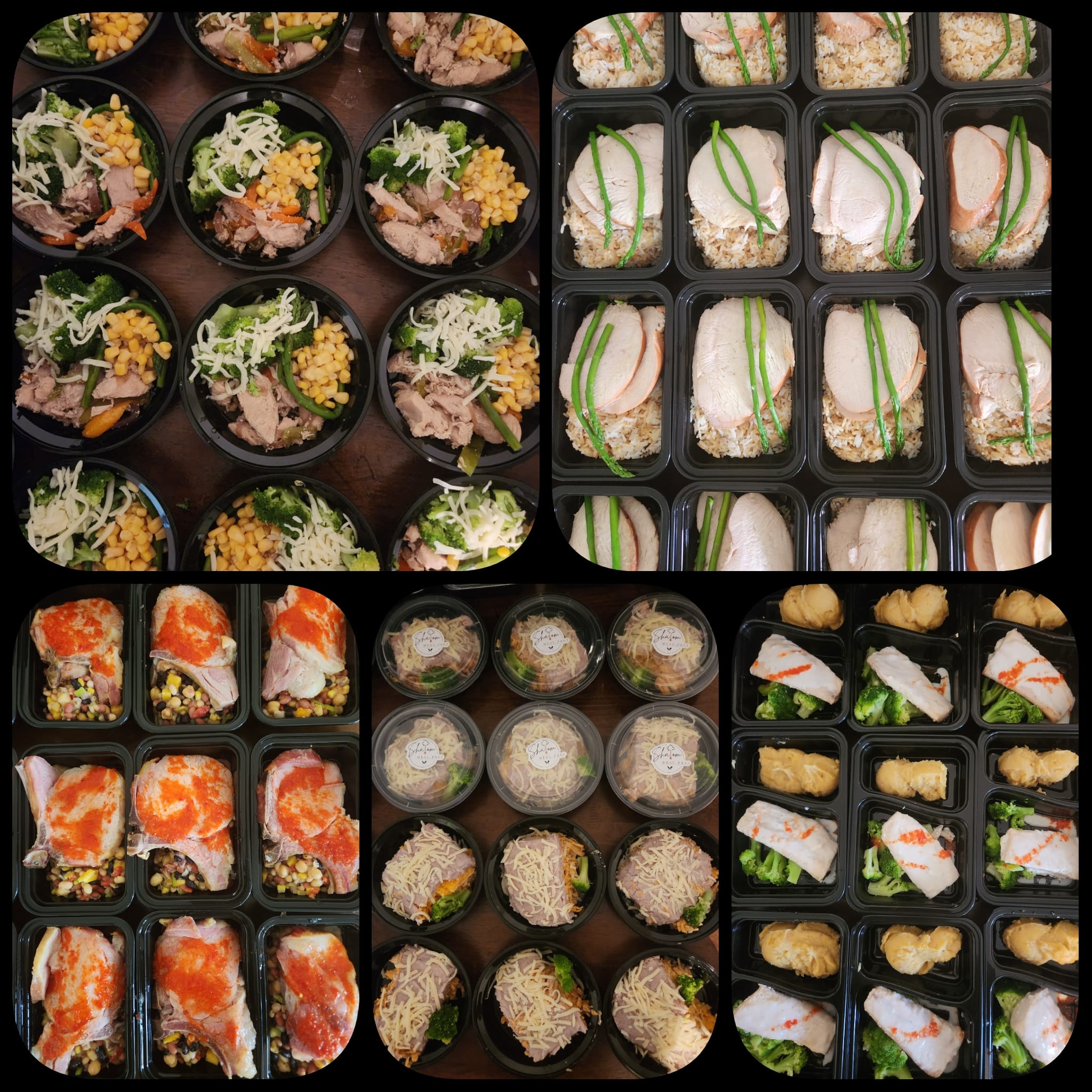 Variedad de comidas saludables preparadas en meal prep